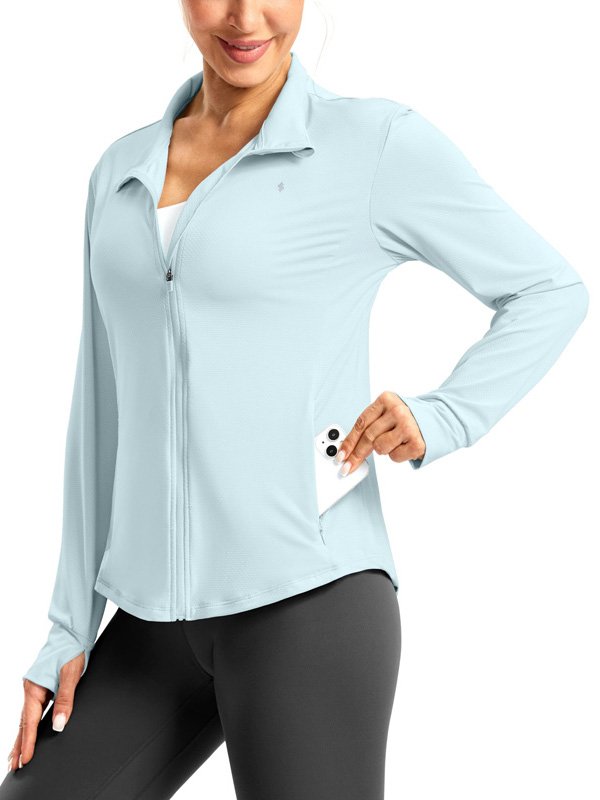 Ice Blue Zip-Up Sports Jacket