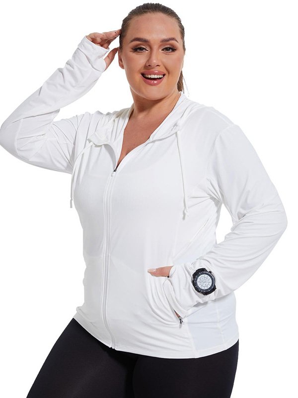 Plus Size White Training Hoodie