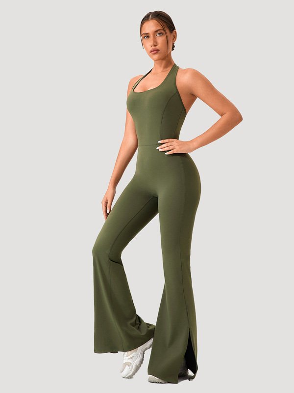 Flared Olive Jumpsuit