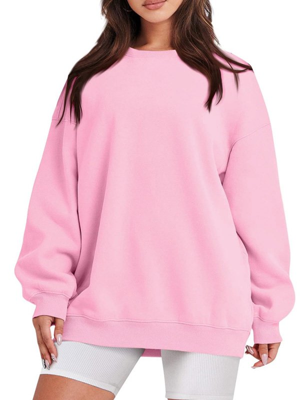 Pink Casual Long Sweatshirt