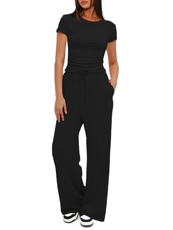 Black Wide-Leg Lounge Pants