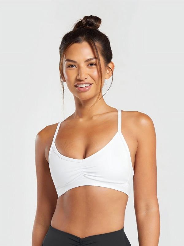 White Ruched Yoga Bra