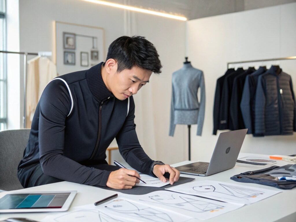 Fashion Designer Working on Clothing Designs