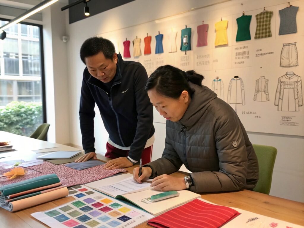 Designers Collaborating on Fabric and Design Choices