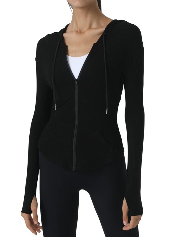Black Fitted Sport Hoodie