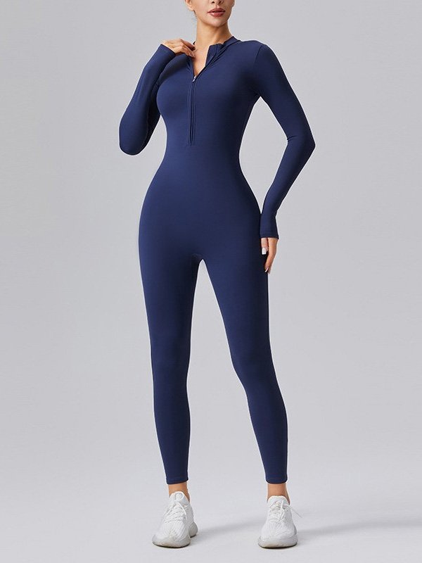 Navy Sporty Zip Jumpsuit