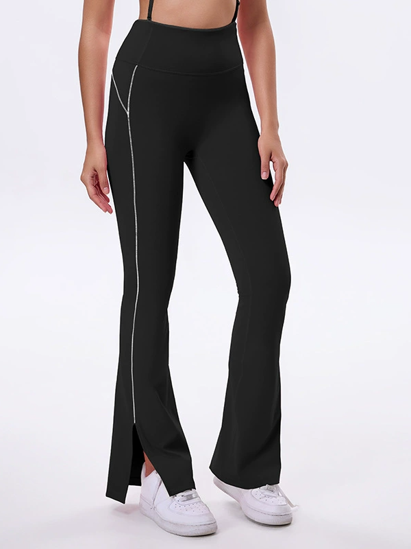 Split-Hem Black Yoga Pants