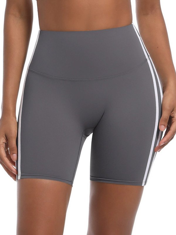 Grey Striped Workout Shorts