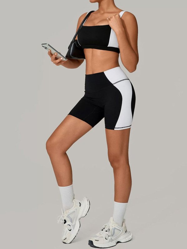 Black White Colorblock Shorts