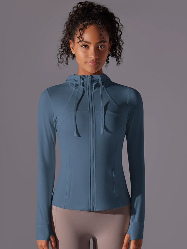 Blue Zip Hoodie for Fitness