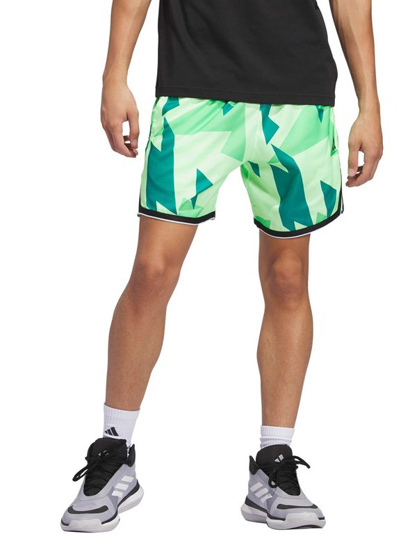 Neon Green Geometric Shorts