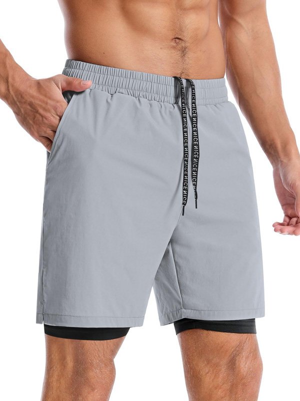 Gray Layered Gym Shorts
