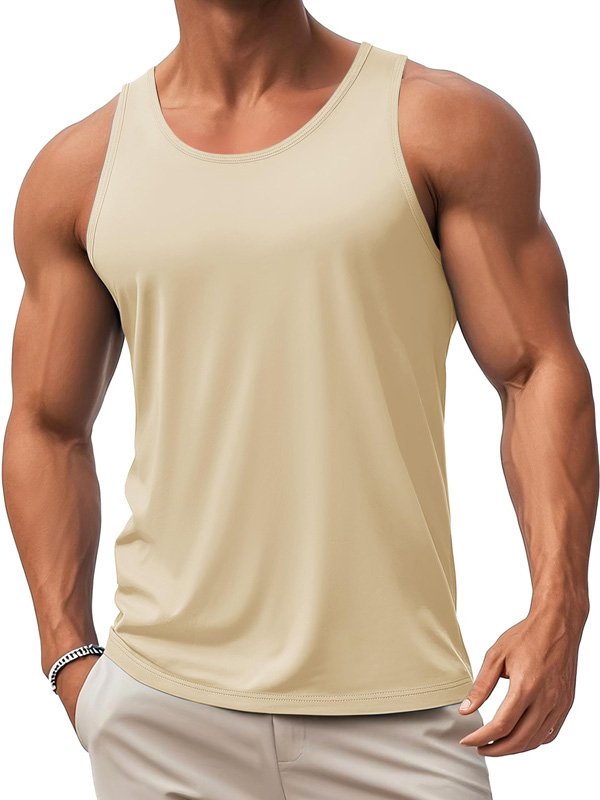 Beige Fitted Gym Tank