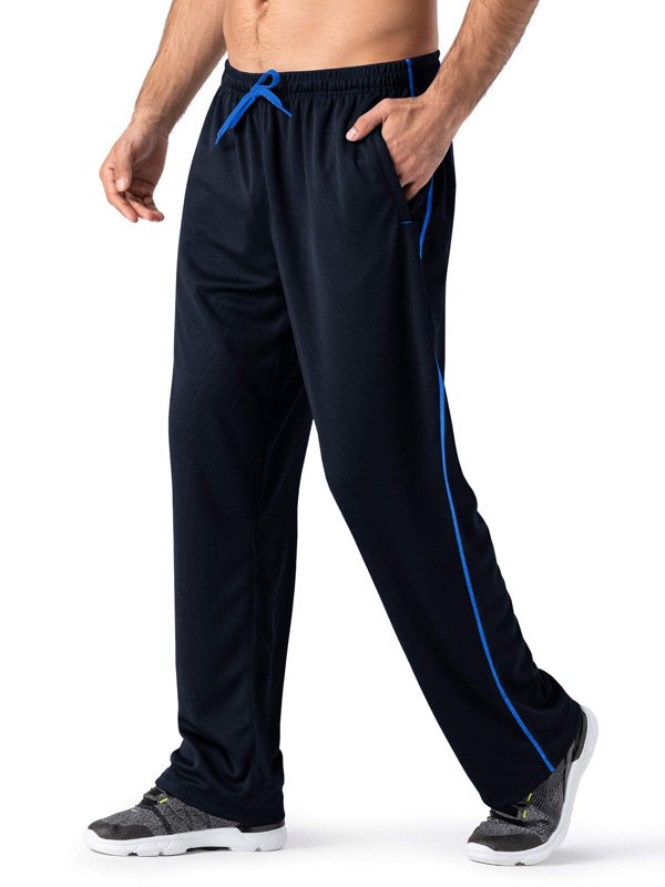 Black Track Pants with Blue Side Stripes