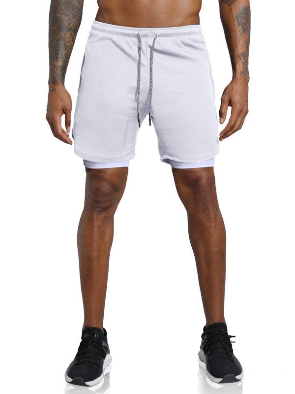 White 2-in-1 Training Shorts