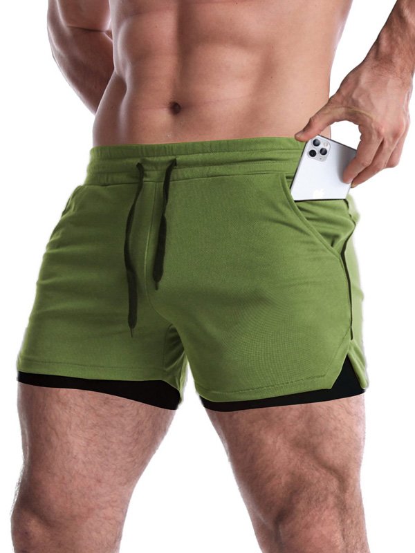 Green Contrast-Liner Gym Shorts