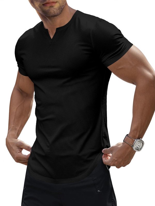 Ribbed V-Neck Gym Tee