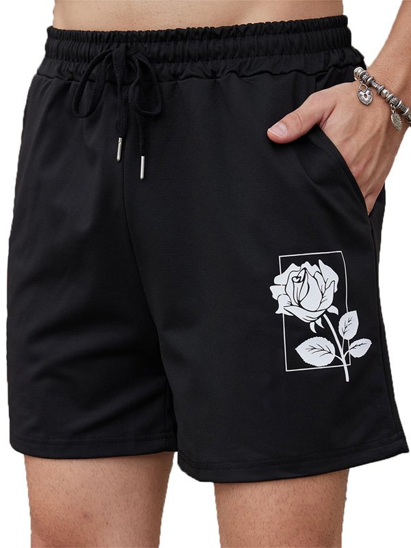 Black Rose Graphic Shorts