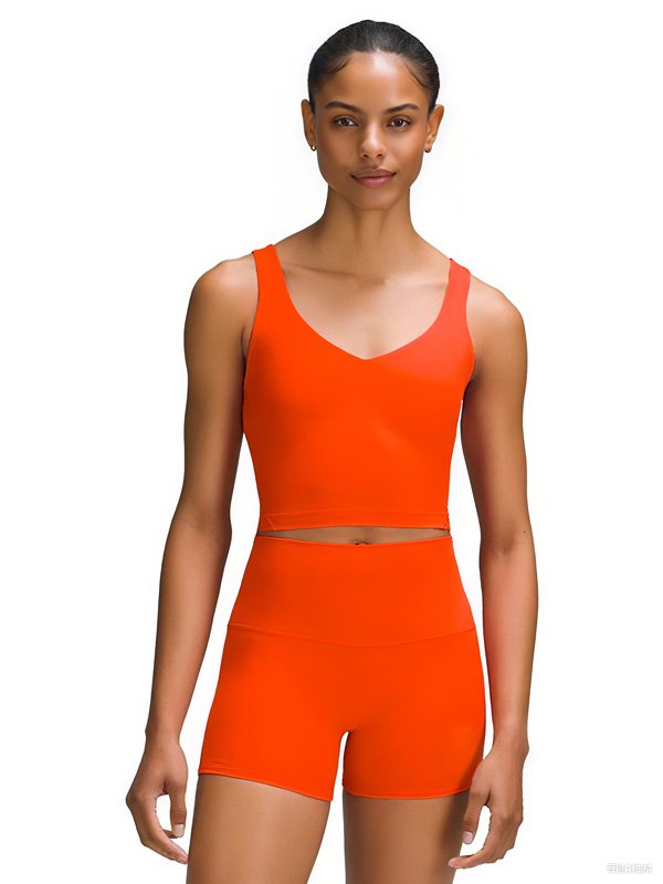 Orange V-Neck Sports Set