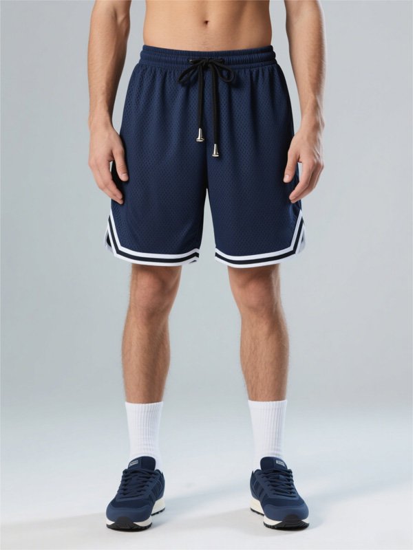 Navy Mesh Panel Shorts