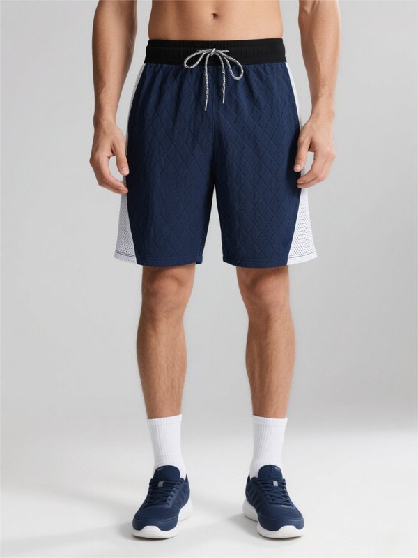 Navy Colorblock Mesh Shorts