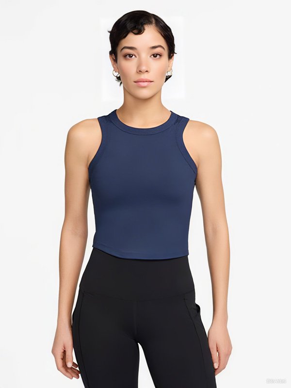 Navy Cropped Gym Tank