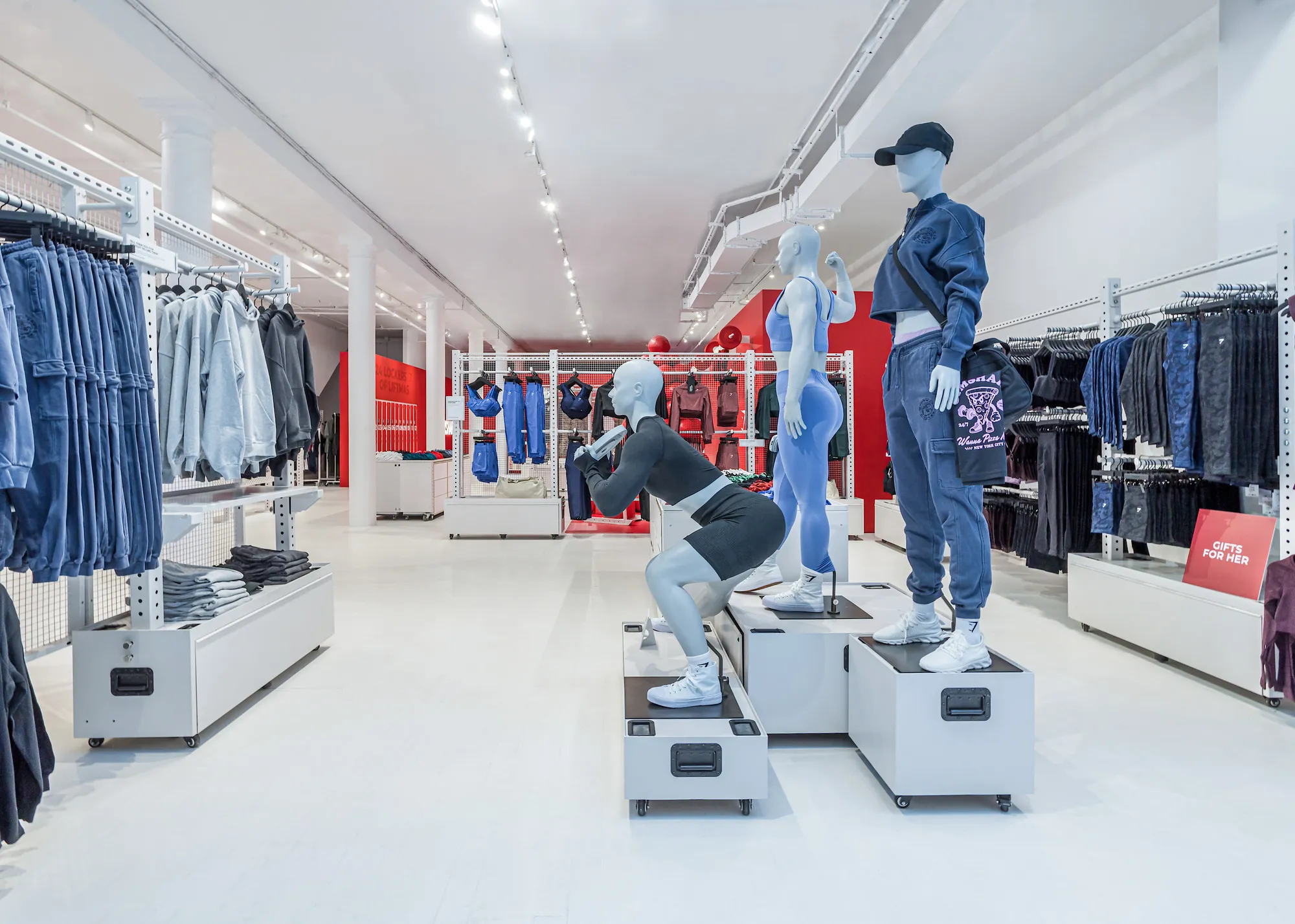 Sportswear store interior with mannequins