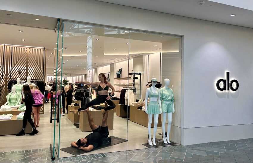 Alo store front with mannequins