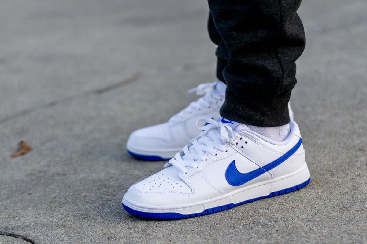 White And Blue Sports Sneakers