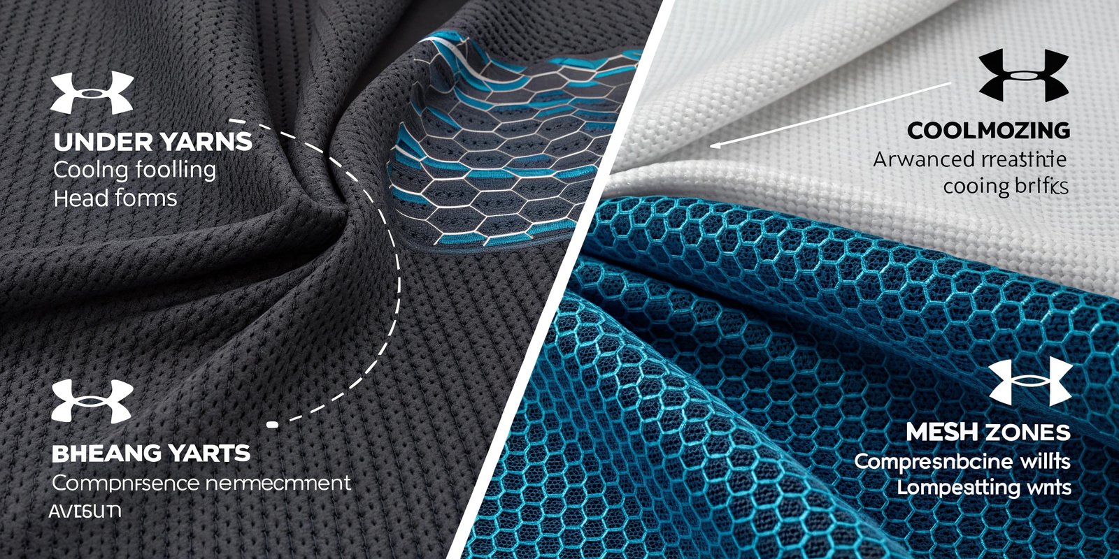 Under Armour cooling yarns, mesh zones, and compression knits